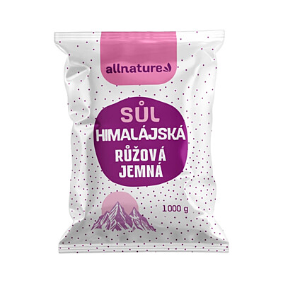 Allnature Jemná ružová himalájska soľ, 1000 g
