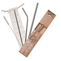 Tierra Verde Sada nerezových slamiek (rovné, zahnuté, široké) + kefka, 1 ks