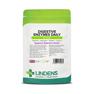 LINDENS Health + Nutrition Tráviace enzýmy, 90 tabliet