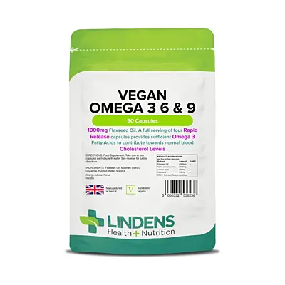LINDENS Health + Nutrition Vegan Omega 3 6 & 9 1000 mg, 90 kapsúl