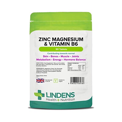 LINDENS Health + Nutrition Zinok, Horčík & Vitamín B6, 90 tabliet
