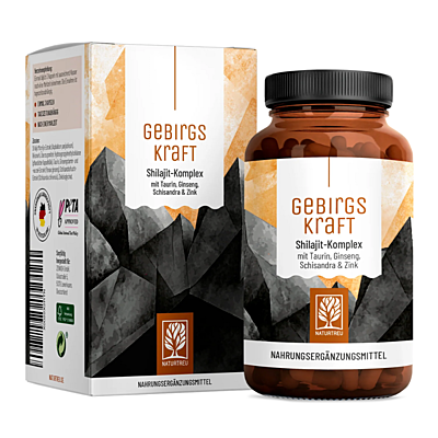 Naturtreu Horská sila – Shilajit komplex s Taurínom, Ženšenom, Schisandrou a Zinkom, 90 kapsúl