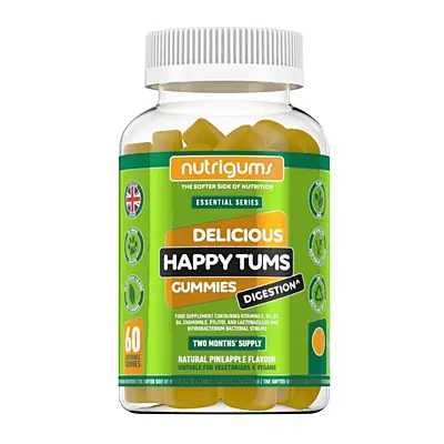 Nutrigums Happy Tums Digestion (Žuvacie želé na trávenie s probiotikami a harmančekom), 60 ks