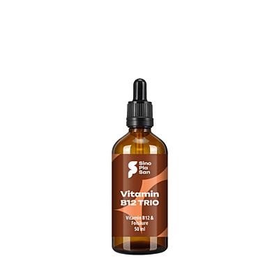 TRIO kvapky - vitamín B12 1000 µg (metylkobalamín + adenosylkobalamín) +Quatrefolic® (bioaktívna alternatíva kyseliny listovej), 50 ml