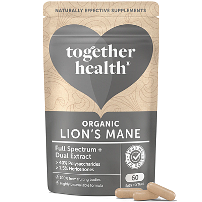 Together Health Herícium (levia hriva) 1000 mg – organický extrakt z celej plodnice, 60 kapsúl