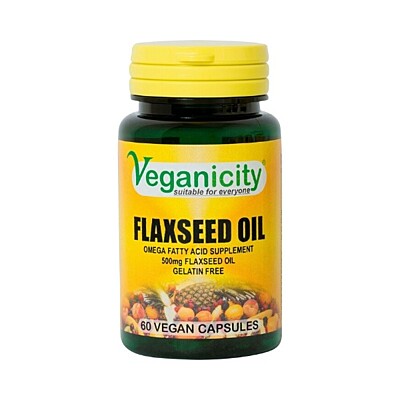 Veganicity Ľanový olej 500 mg - zdroj Omega-3, 6 a 9, 60 kapsúl
