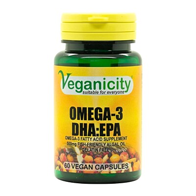 Veganicity Omega-3 DHA:EPA 500mg - olej z mořských řas, 60 vegan kapslí