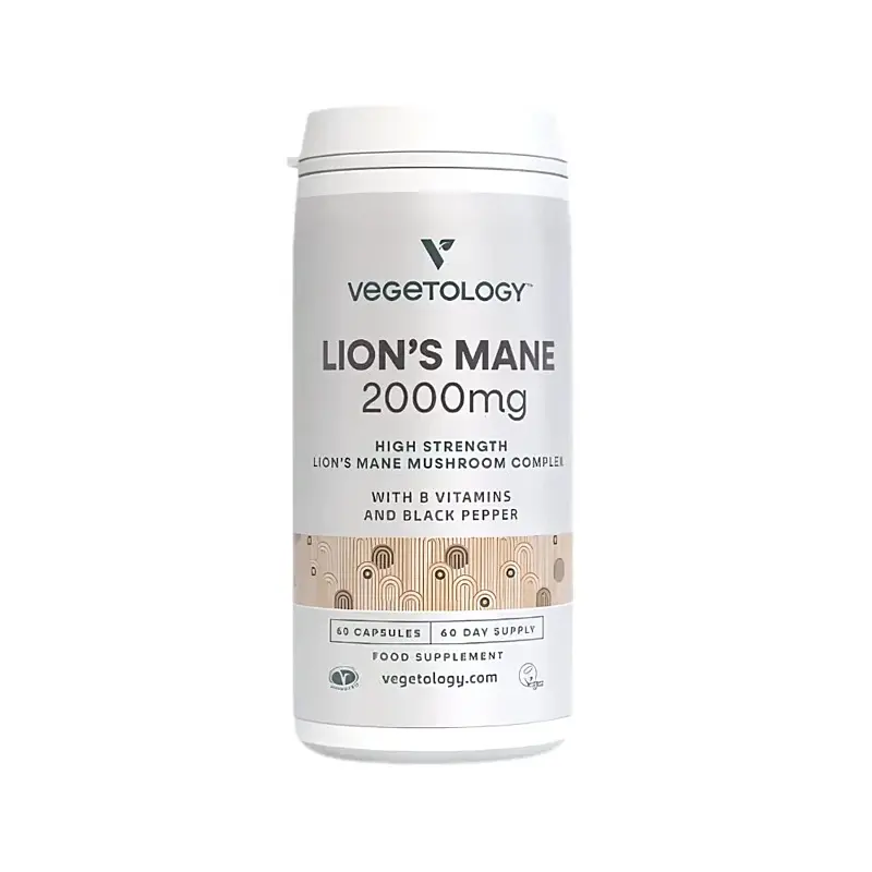Vegetology Vegan Lion's Mane (Korálovec ježatý) 2000 mg + B-Komplex, 60 kapslí