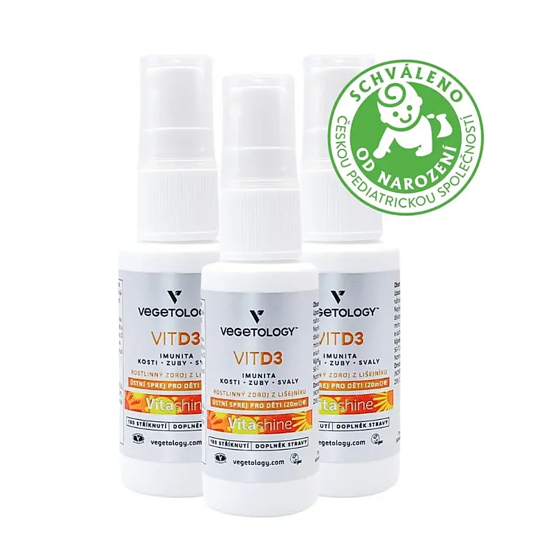 Vegetology Vit D3 Vitashine v spreji 1000iu, 20ml (3-balenie s dopravou zdarma)