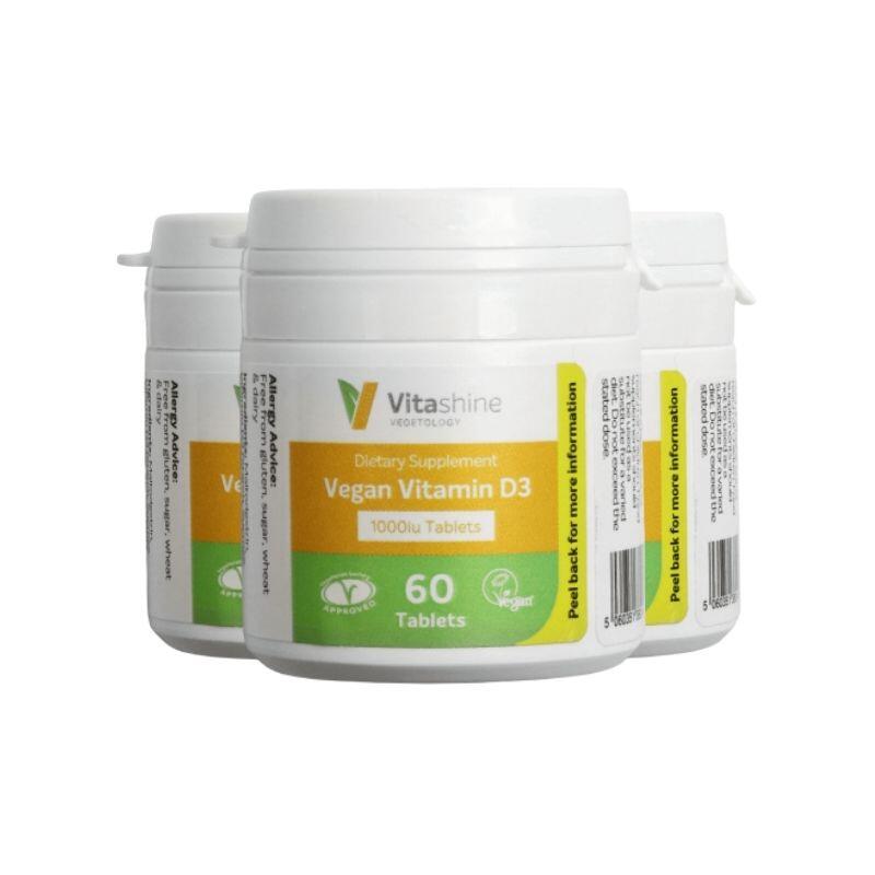 Vitashine vitamín D3 v tabletách (1000iu) (3-balenie s dopravou zdarma)