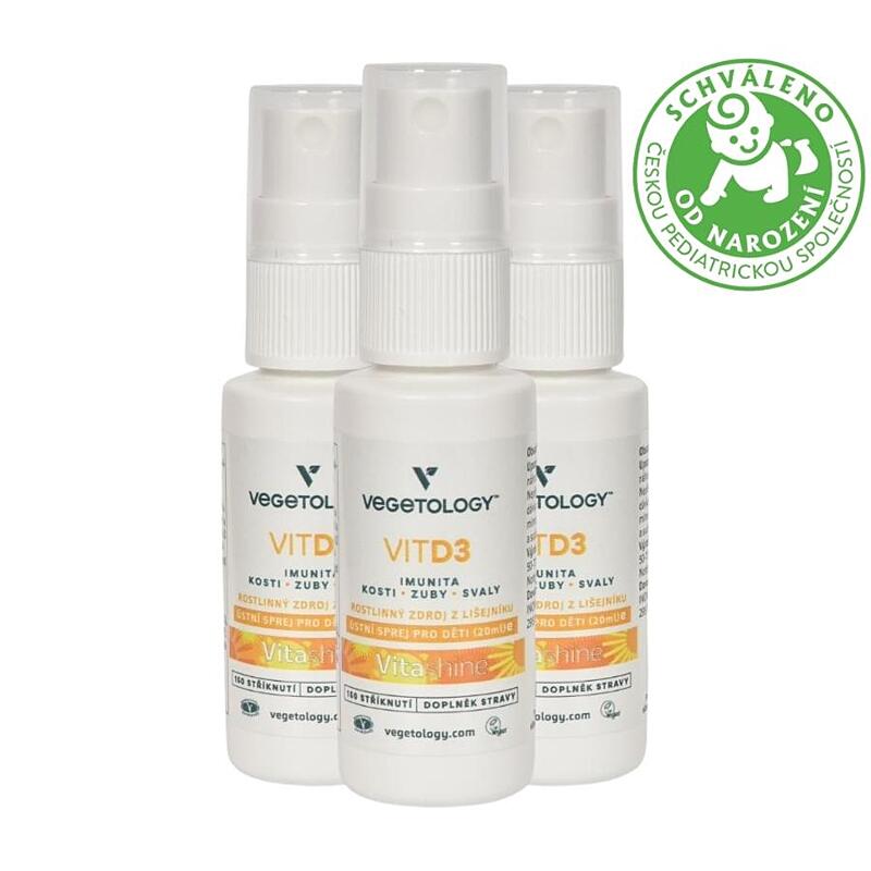 Vegetology Vit D3 Vitashine v spreji 1000iu, 20ml (3-balenie s dopravou zdarma)