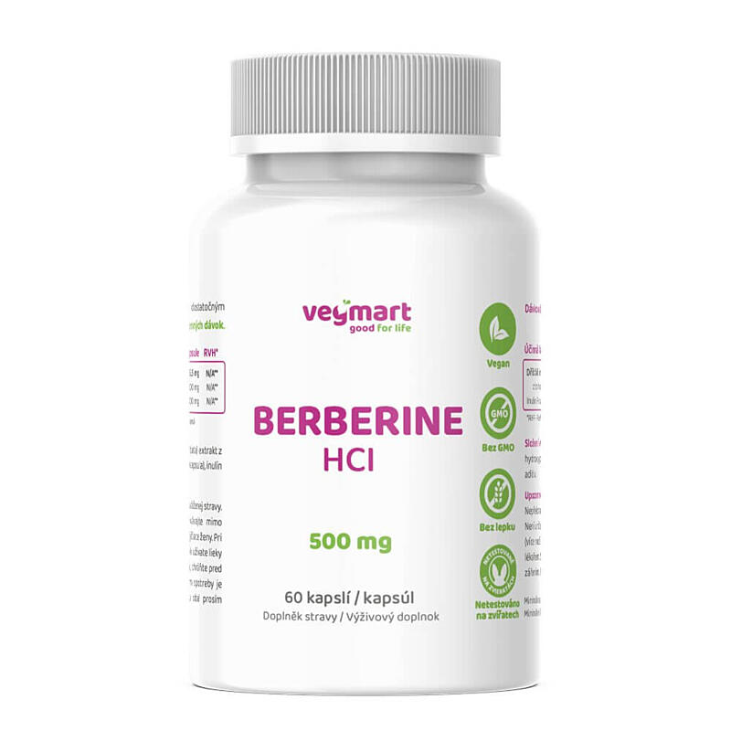 Vegmart Berberin HCl 500 mg, 60 kapslí.