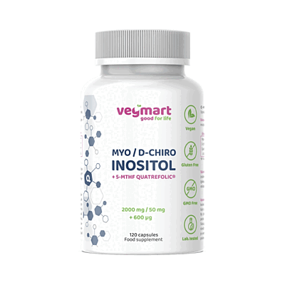 Vegmart Myo / D-chiro inozitol 40:1 + Quatrefolic®, 120 kapsúl