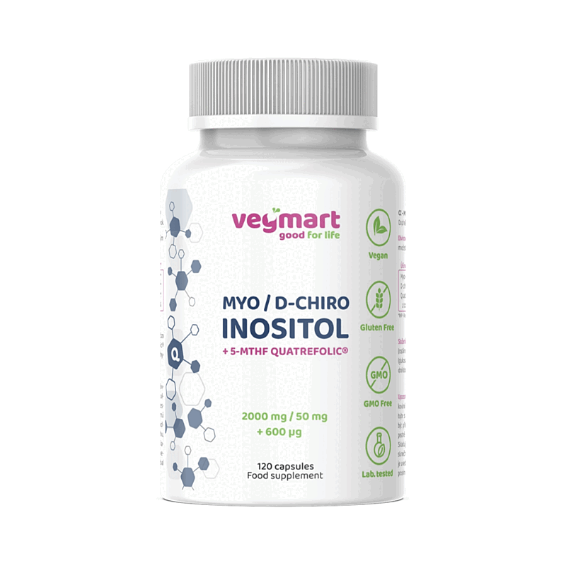 Vegmart Myo / D-chiro inozitol 40:1 + Quatrefolic®, 120 kapsúl