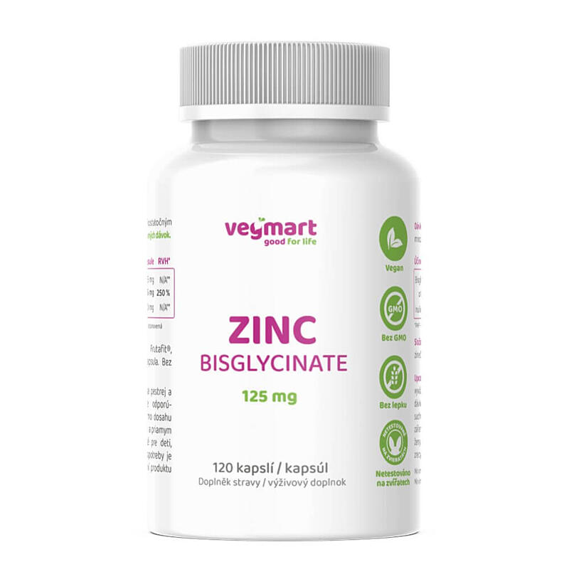 Vegmart Zinek Bisglycinát 125 mg, 120 kapslí