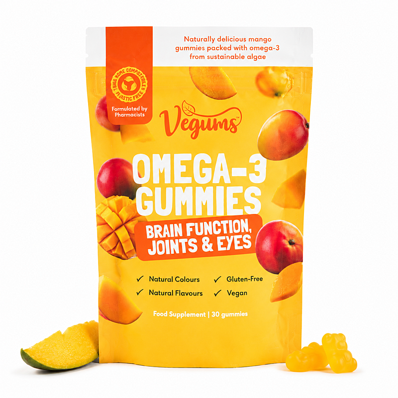 Vegums Žvýkací Omega-3 (mango), 30 gumových bonbonů