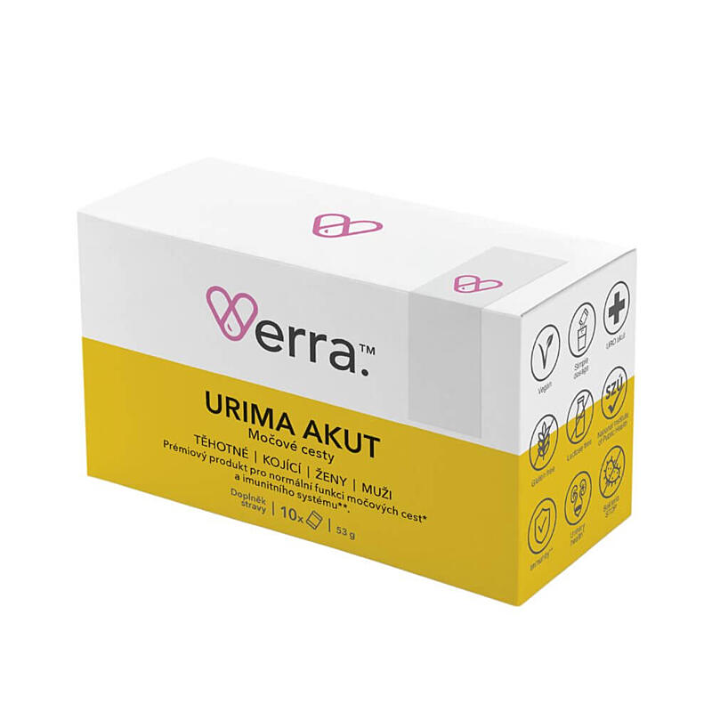 Verra URIMA AKUT – Komplex D-manózy, inulínu a brusníc na močové cesty, 10 sáčkov